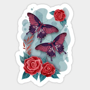Butterflies with roses Sticker